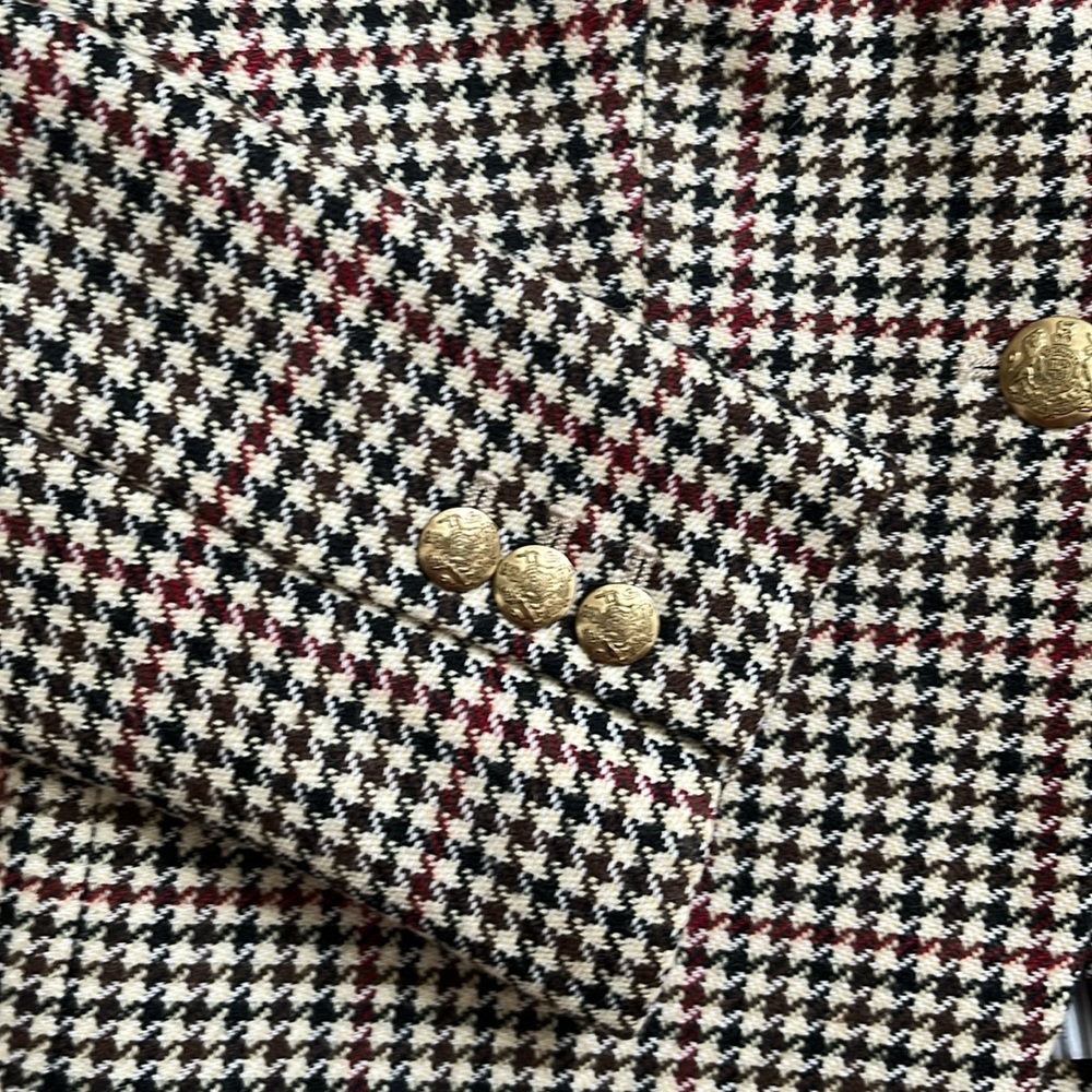 J.Crew Fitted Herringbone Plaid Two Button Wool Blend Blazer Jacket Size 00 - Picture 10 of 15